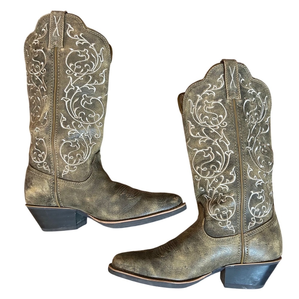 Twisted X‎ Bomber Brown Western Cowgirl Boots Women 6 B Fancy Stitched